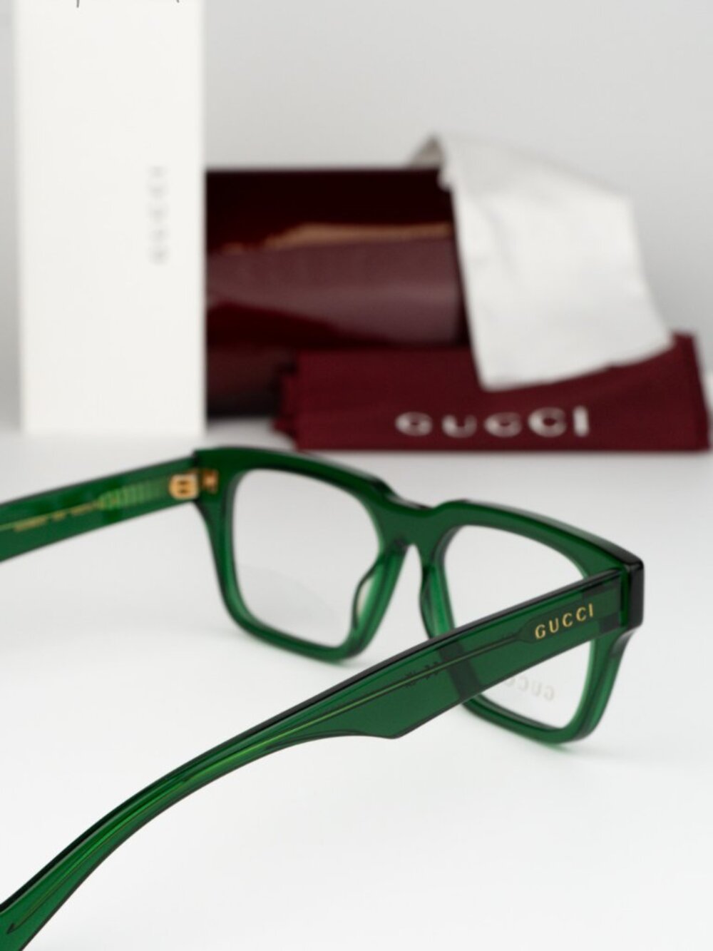 Gucci Men Eyeglasses Transparent Green Demo Square GG0963O 004 NEW AUTHENTIC - Picture 4 of 8